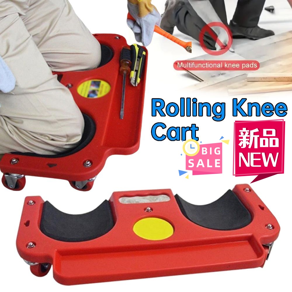 Leather Work Knee Pads - Rolling Knee Cart with 5 Swivel