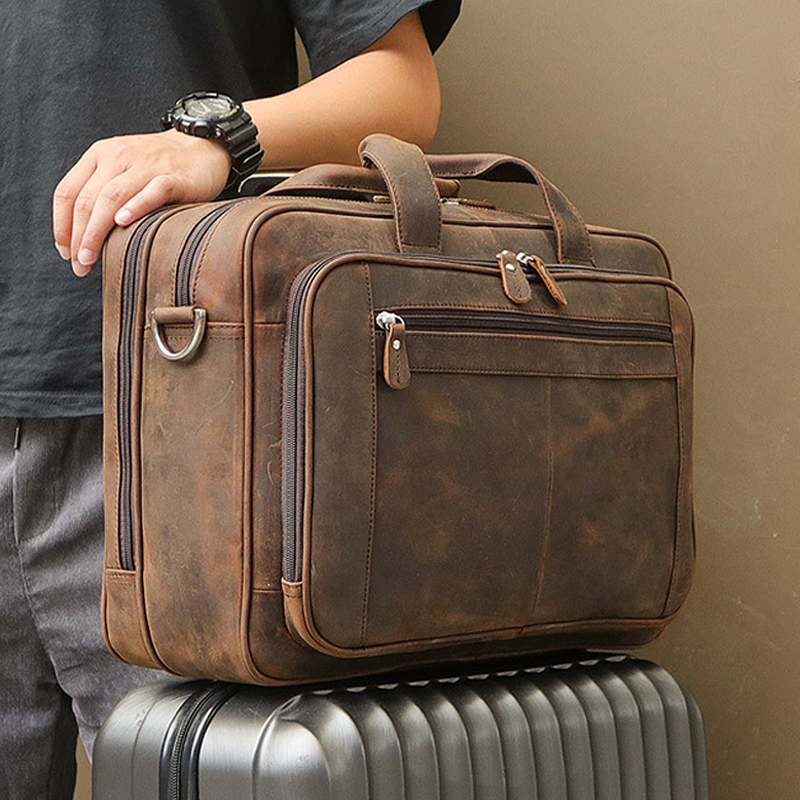 Leather Work Folder - High Quality Genuine Leather Men Briefcase
