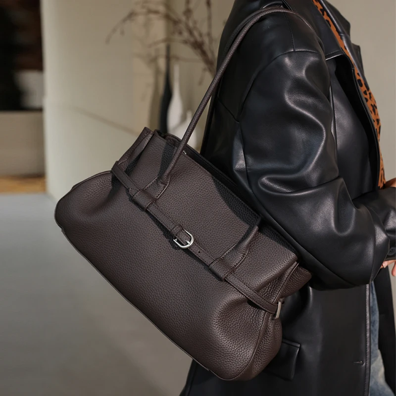 Leatherwork Workshop - Genuine Leather Women Tote Shoulder Bag