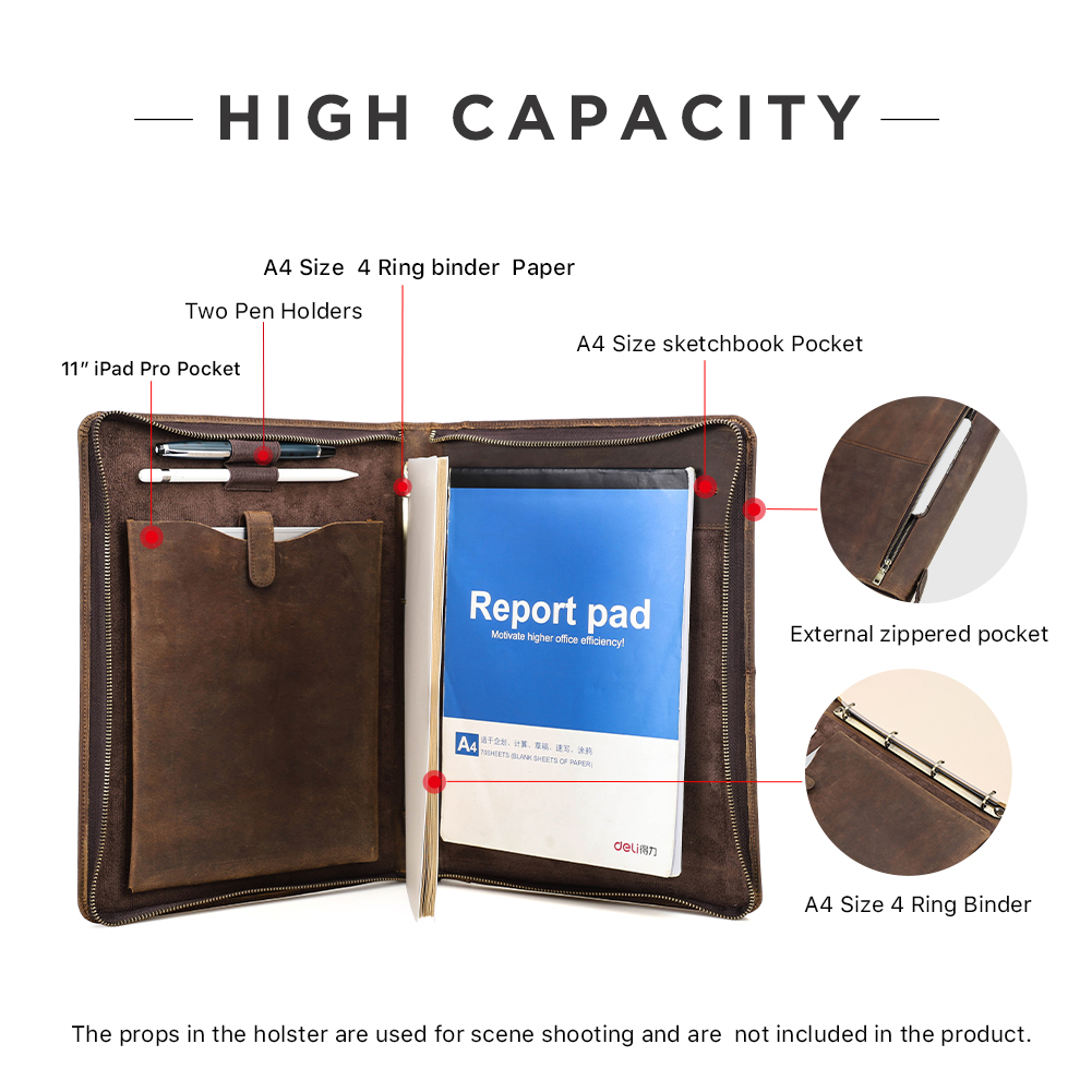 Luxury Retro A4 Cowhide Busine - Leather Work Folder recension och pris