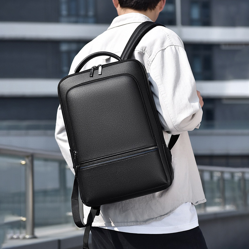 PU Leather Men's Backpack USB  - Leather Work Bag recension och pris