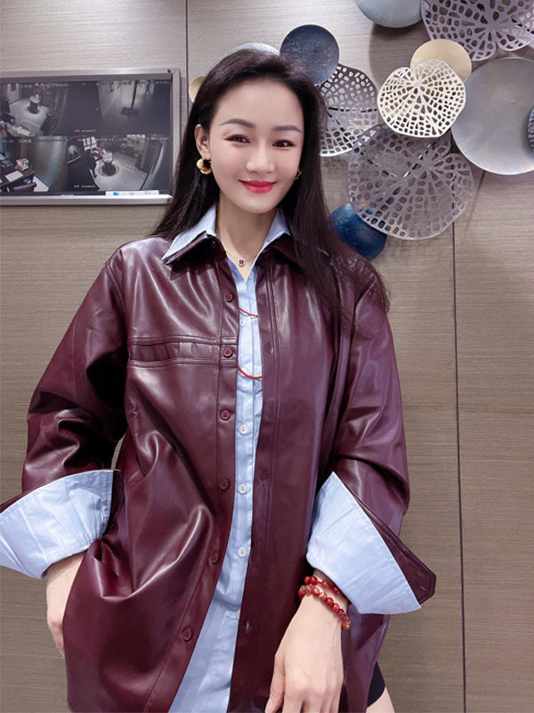 Women's Grape Purple PU Leathe - Leather Work Jacket recension och pris