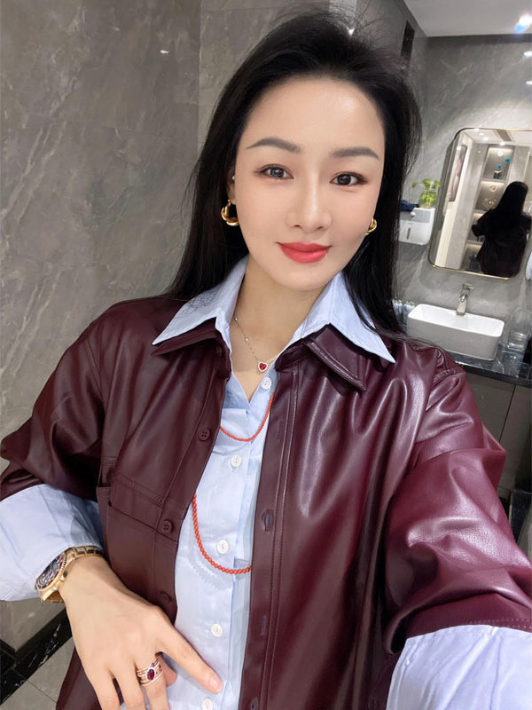 Women's Grape Purple PU Leathe - Leather Work Jacket recension och pris
