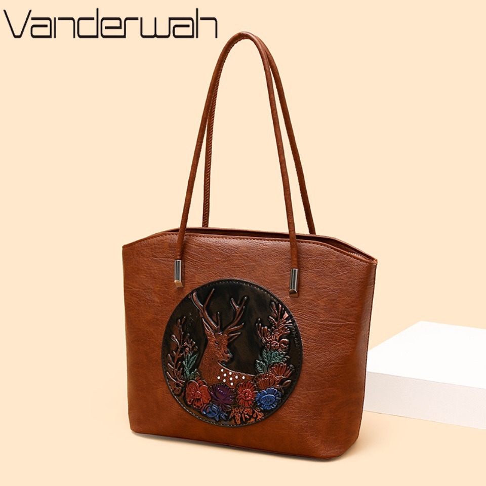 Women Vintage Embossed Deer Fl - Leatherwork Workshop recension och pris