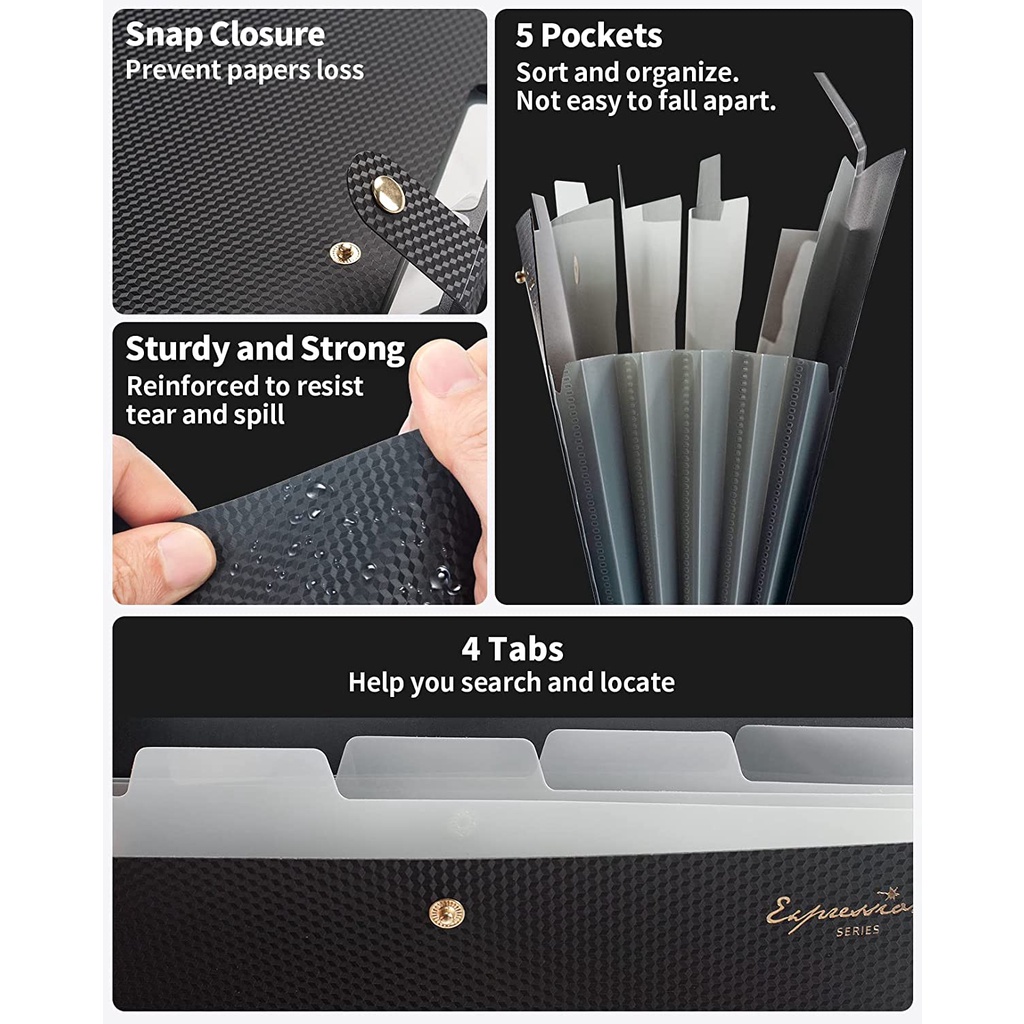 Expanding File Folder,5 Pocket - Leather Work Folder recension och pris