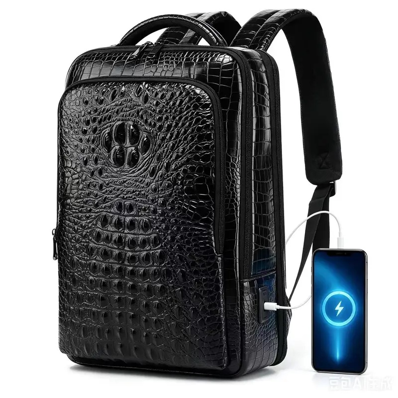 New Men's Crocodile Patterned  - Leather Work Bag recension och pris