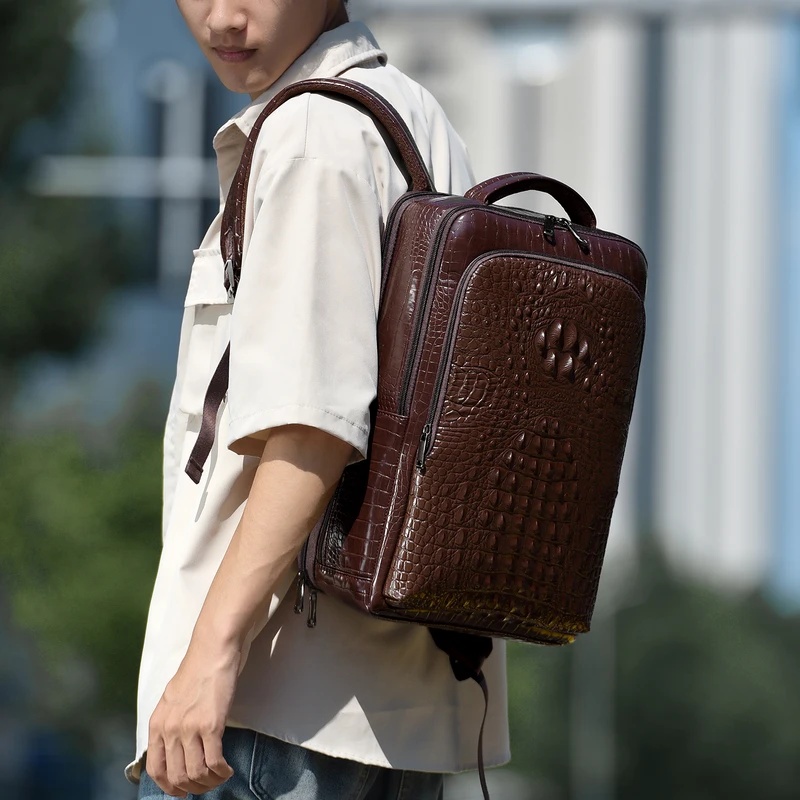 New Men's Crocodile Patterned  - Leather Work Bag recension och pris
