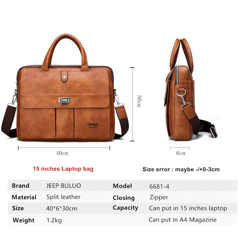 Jeep Buluo Men's Leather Brief - Leather Work Bag recension och pris