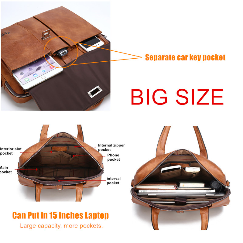 Jeep Buluo Men's Leather Brief - Leather Work Bag recension och pris