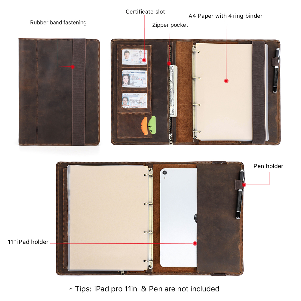 Luxury Retro Business A4 Noteb - Leather Work Folder recension och pris