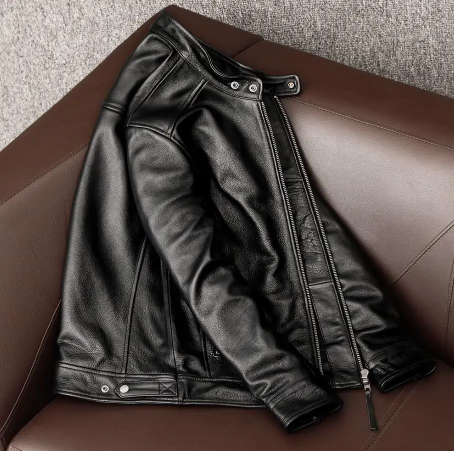 Wholesales.100% real cowhide C - Leather Work Jacket recension och pris